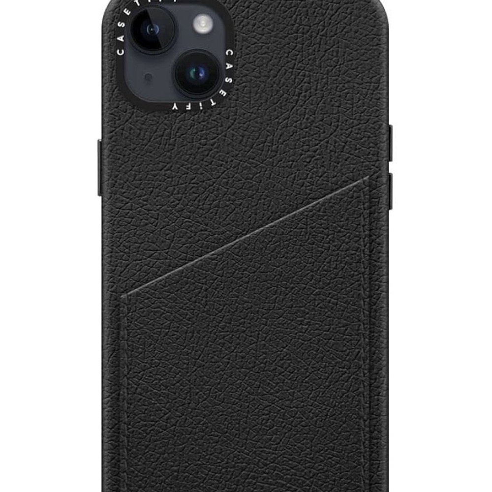 Casetify Black iPhone 15 Plus Leather Card Case